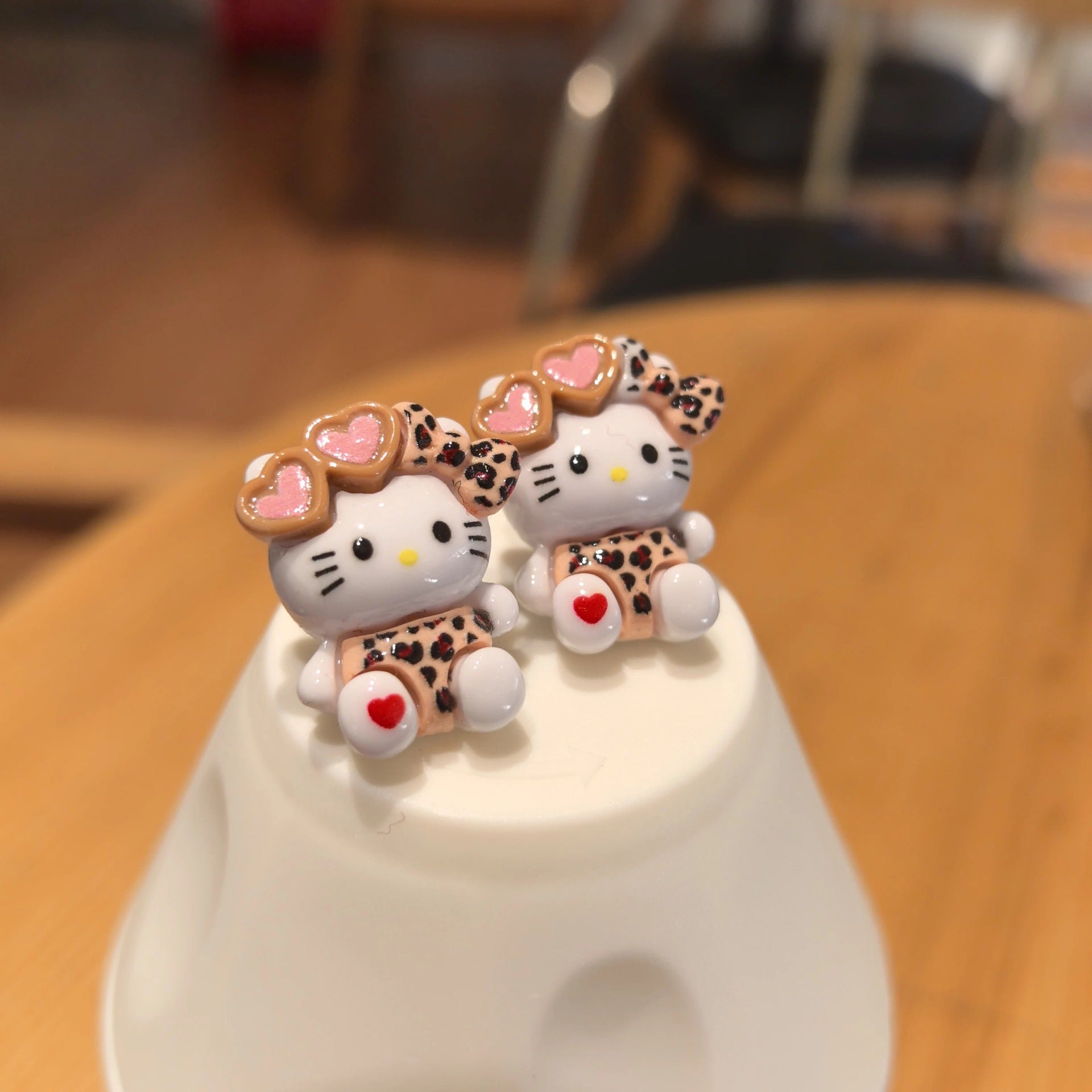 Wholesale Cute leopard print cat earrings